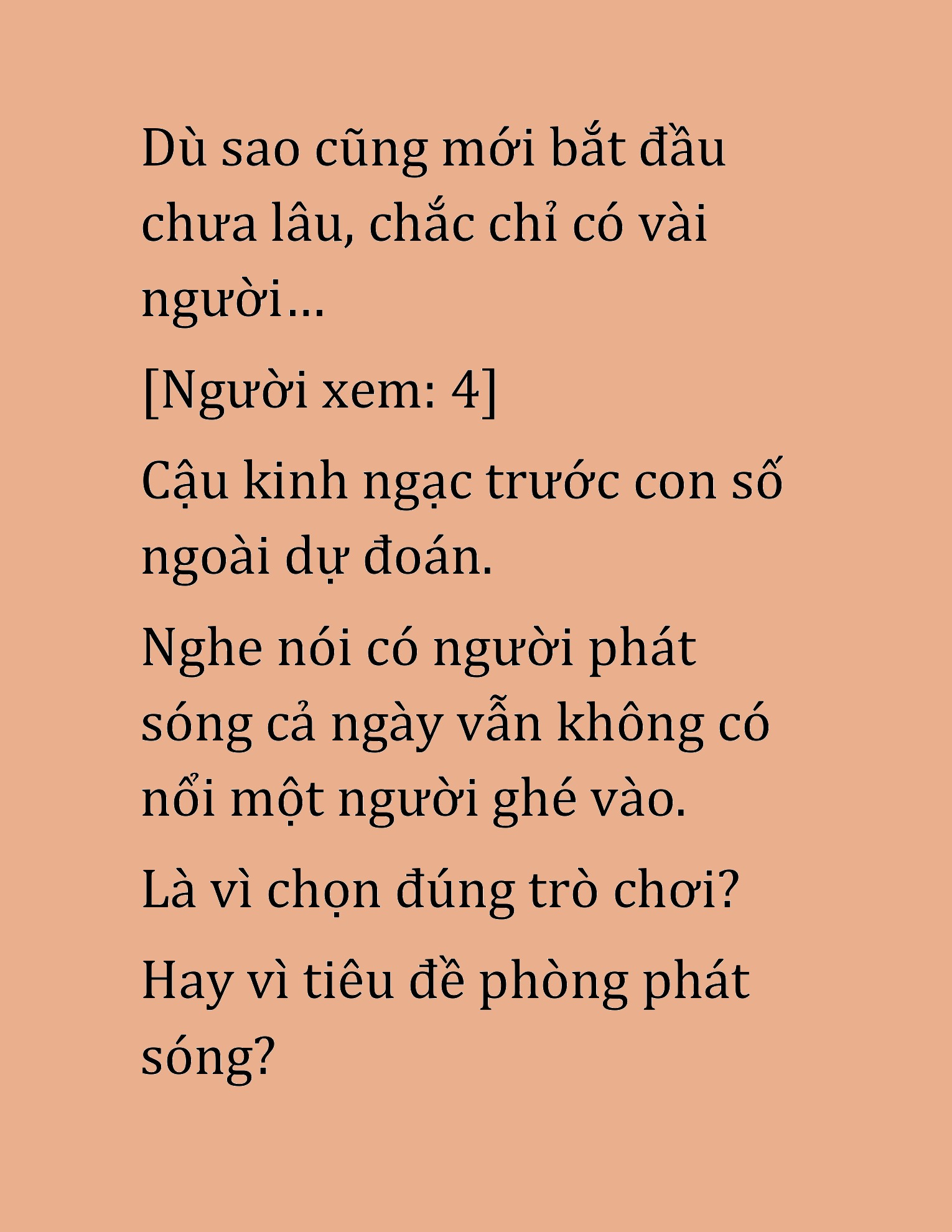 Đọc truyện HAT[NOVEL] Cao Thủ Kiếm Thuật Stream Game - Chap 4