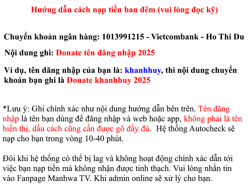 Đọc truyện Hướng dẫn sử dụng App và web - C4.Hướng dẫn nạp ban đêm